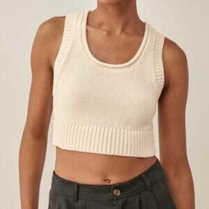 Reformation Norma Knit Cropped Tank Ivory Size Small